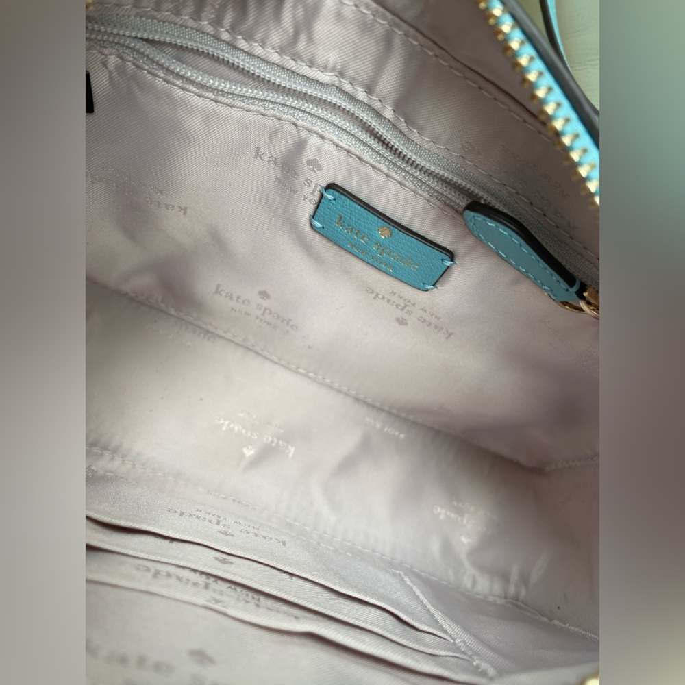 Kate Spade Sienna Turquoise Blue Leather Crossbody Bag Minimalist Structured - Picture 11 of 12